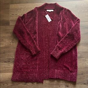 NWT LOFT Rich Burgundy Cardigan Sweater